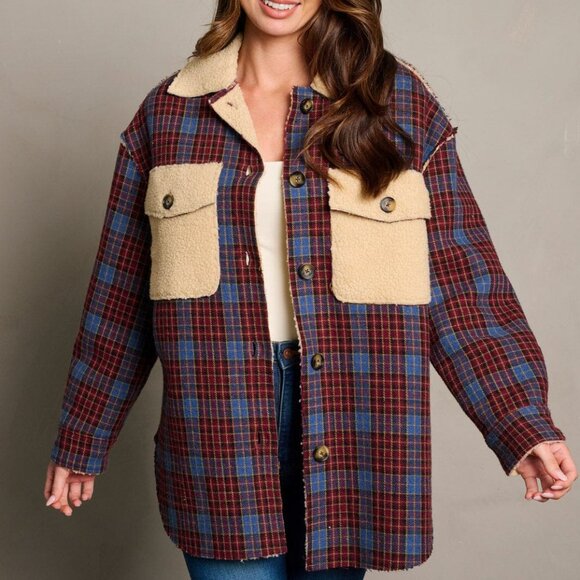 PLAID & SHERPA LINED SHACKET NEW IN PACKAGE - Picture 5 of 9